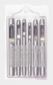 6Pc Hollow Punch Set, Sizes:1/8