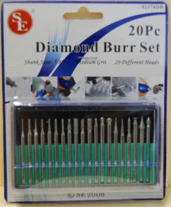 20pc Assorted Diamond Burrs (1/8Γëê Shank, 120-150 Grit)