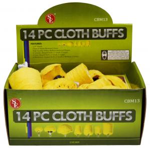 14pc Display-Assorted Cloth Buffs (Yellow Hard Cloth)