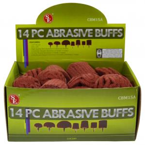 14pc Display - Assorted Abrasive Aluminum Oxide Buffs,(Red Color)