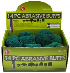 14pc Display- Assorted Abrasive Aluminum Oxide Buffs (Green, 400 Grit)