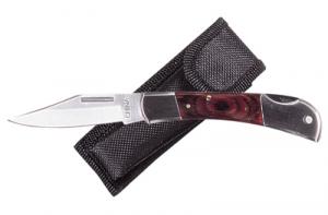 3Γëê Paka Wood Handle Pocket Knife Stainless Steel Nylon Pouch with Belt Loop Included