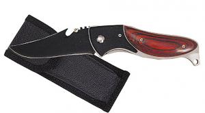 Wood Insert Pocket Knife with Gut Hook (closed4.5