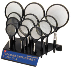 12 Pc Display- Curved Handle Handheld Magnifiers (Black),2