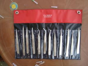 12 pcs Non Magnetic Stainless Steel Tweezer set in Pouch