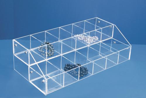 Two-tray system w/six compartment trays-acrylic