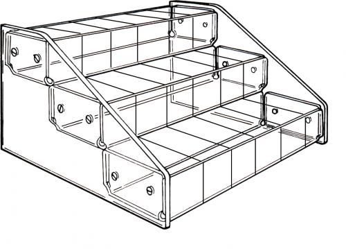 3-tier w/six compartment tray system