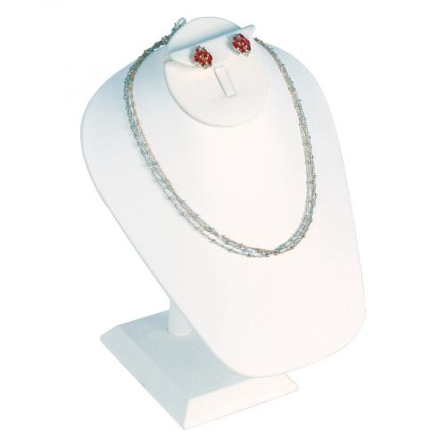 NECKFORM Stand - white leather w/ring & earring