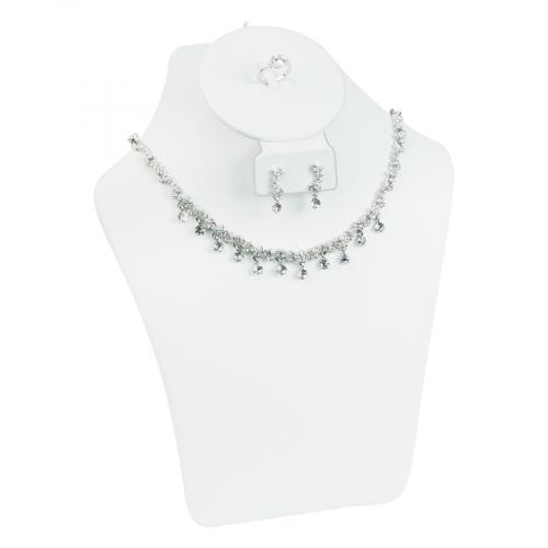 Contoured necklace combo display-White Leatherette