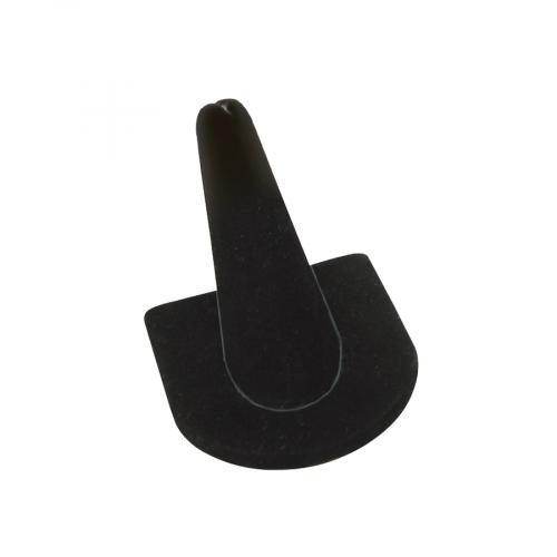 Finger ring stand; HALF ROUND base - Black velvet