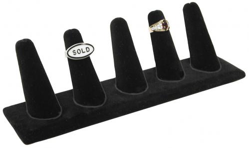 5-Finger ring stand;rectangle base- Black velvet