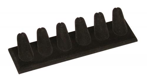 6-Finger ring stand;rectangle base- Black velvet