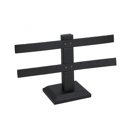 2-Bar Earring Stand - Black faux leather