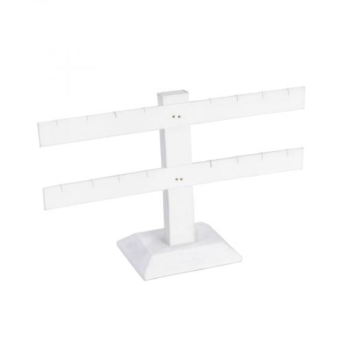 2-Bar Earring Stand - White faux leather