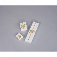 Cotton Filled Box (Gold Bow-White)-3 1/4x2 1/4