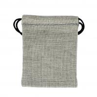 Drawstring pouch (grey linen) - 2 3/4