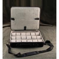26-Watch Carry Case -Black leather w/Gray