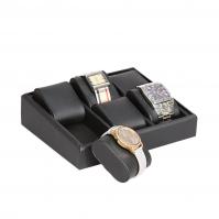 6 pillow watch tray - black leather