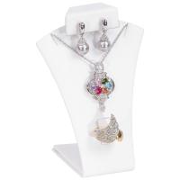 Earring/Ring/Necklace Combo Stand - White leather
